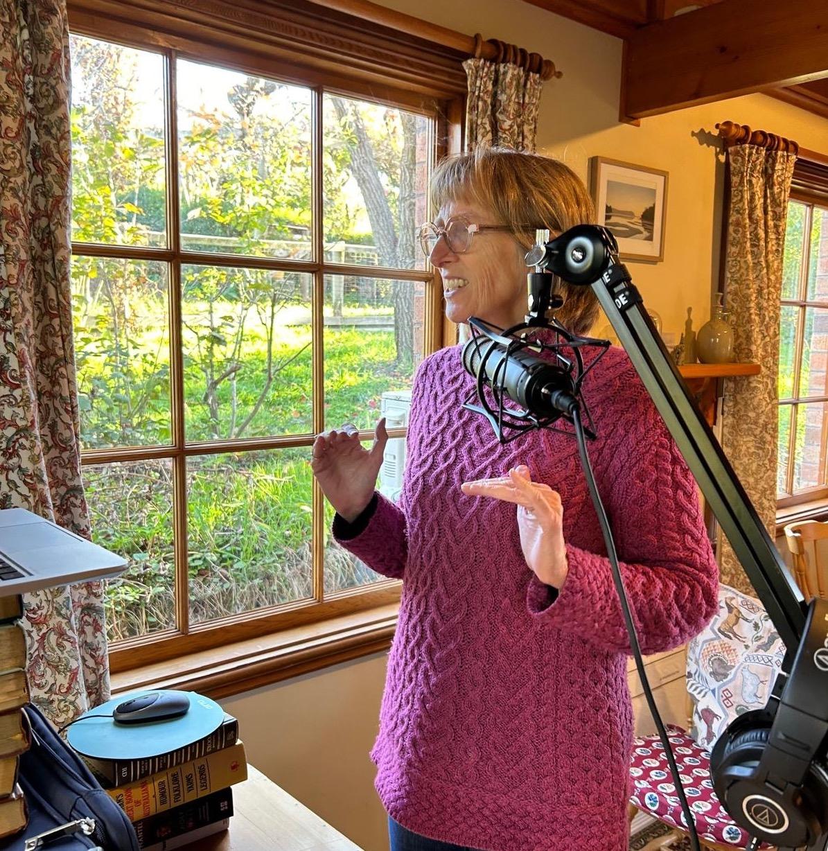 Image of Dr Pam recording the audio